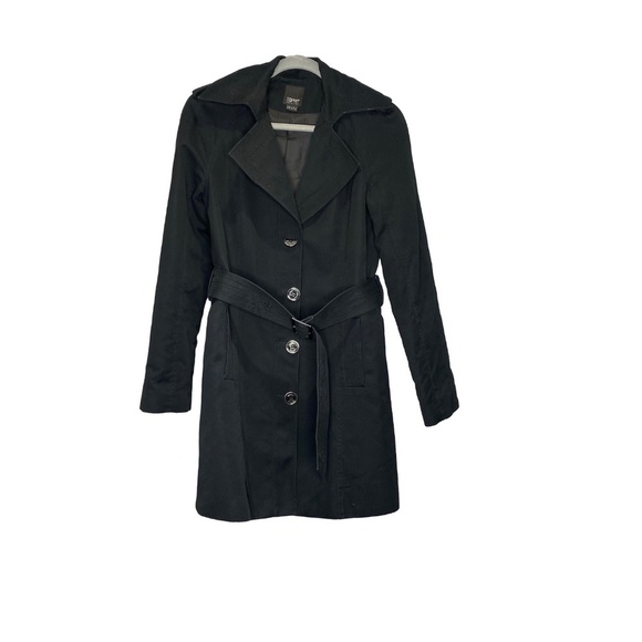 ESPRIT Collection Classic Black Trench Coat Office Siren Capsule Wardrobe 6 - Picture 1 of 16